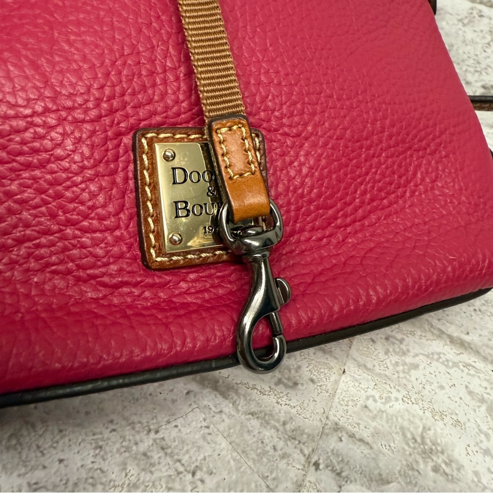 Dooney & Bourke Pebbled Leather Crossbody - Fuchsia with Tan Trim - Picture 10 of 12